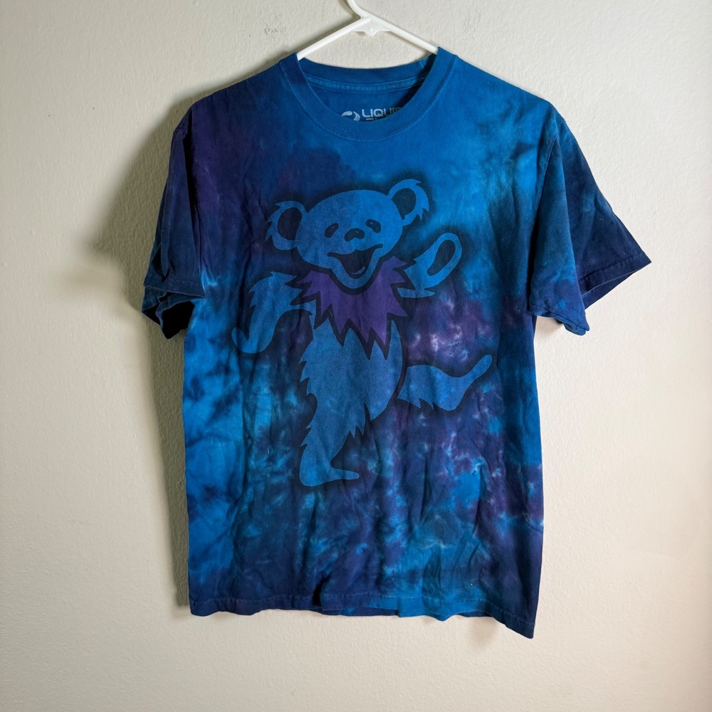 Liquid Blue Grateful Dead Dancing Bear Tie Dye Shirt Mens Medium Blue Purple